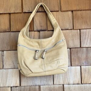 Tignanello Soft Beige Leather Shoulder Hobo